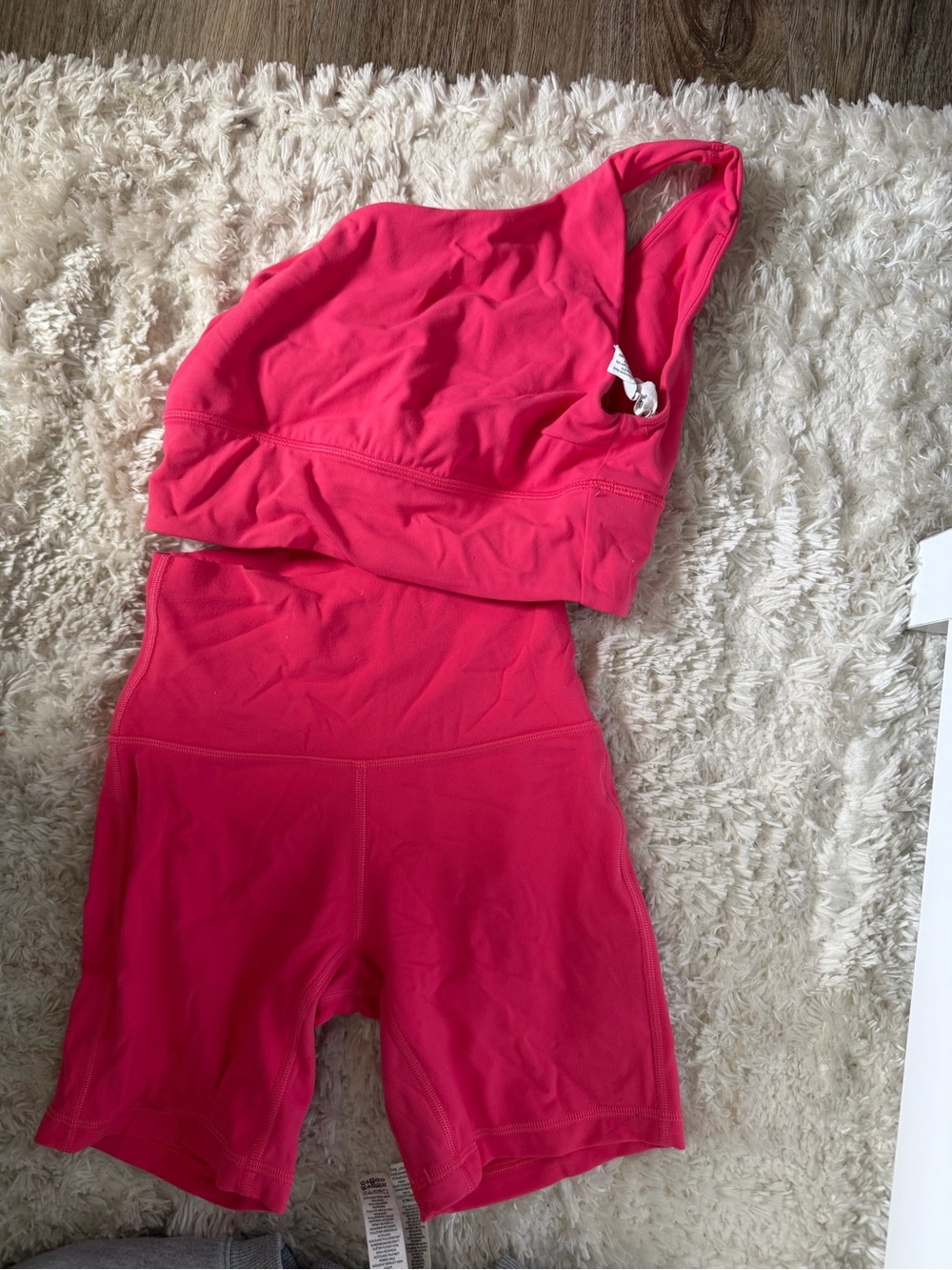 lululemon athletica Hot Pink Bike Shorts and Sports Bra Set